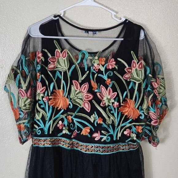 Tassels N Lace Dress Mesh Fully Lined Size L EUC - Picture 7 of 10